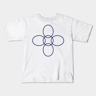 Flower Circle (Blue Petals on White) Kids T-Shirt